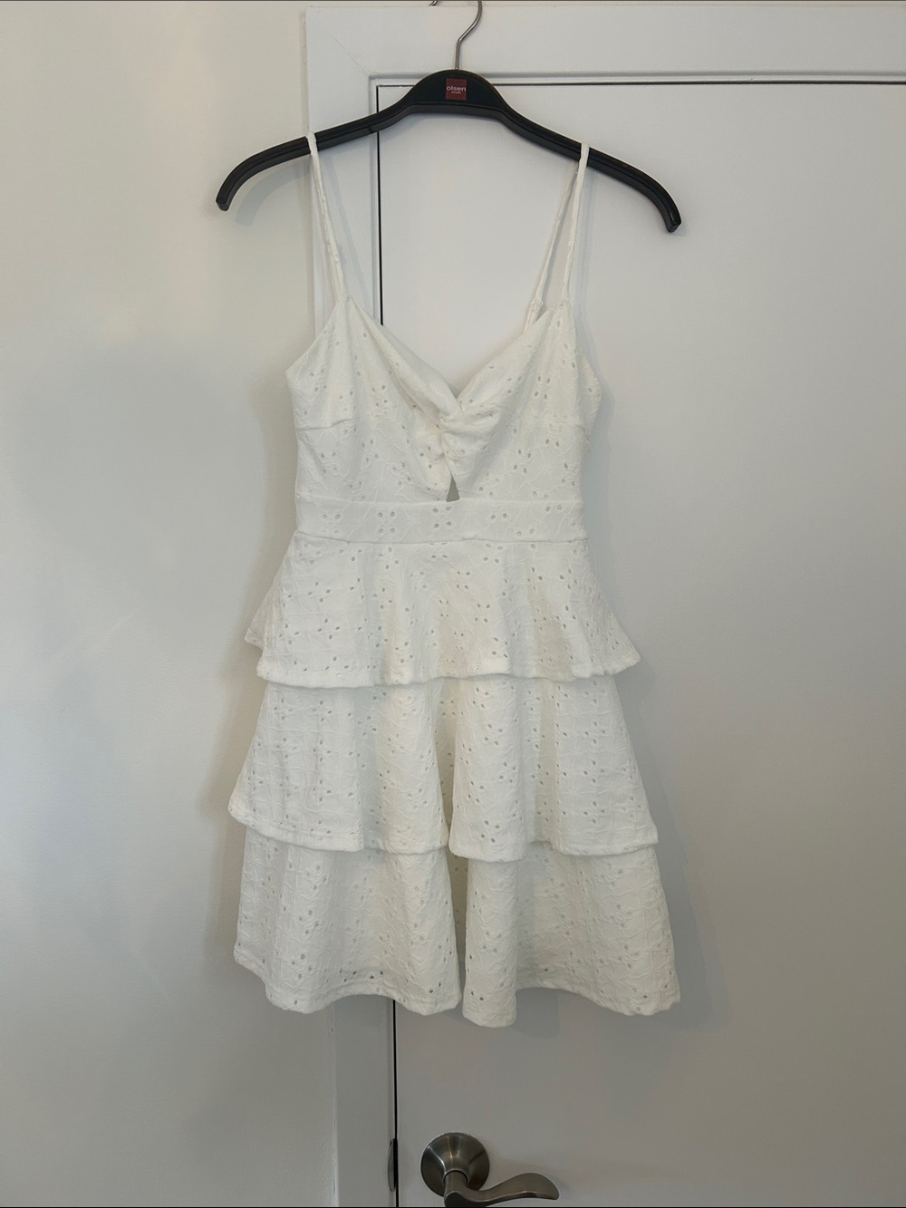 Lovely Day White Eyelet Tiered Mini Dress